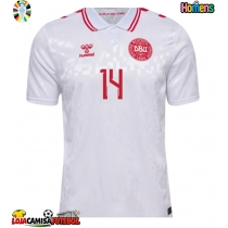 Camisa de Futebol Dinamarca Mikkel Damsgaard #14 Equipamento Secundário Europeu 2024 Manga Curta